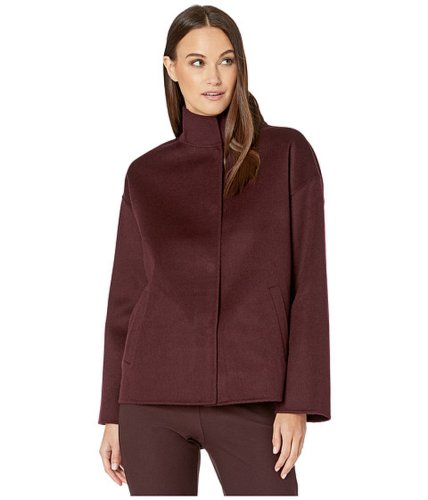 Imbracaminte femei eileen fisher brushed wool doubleface stand collar boxy coat cassis