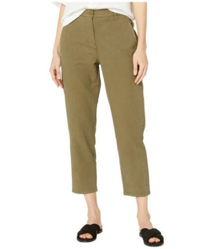 Imbracaminte femei eileen fisher organic cotton hemp stretch high-waisted tapered ankle pants olive