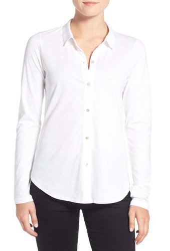 Imbracaminte femei eileen fisher organic cotton jersey classic collar shirt regular plus size white