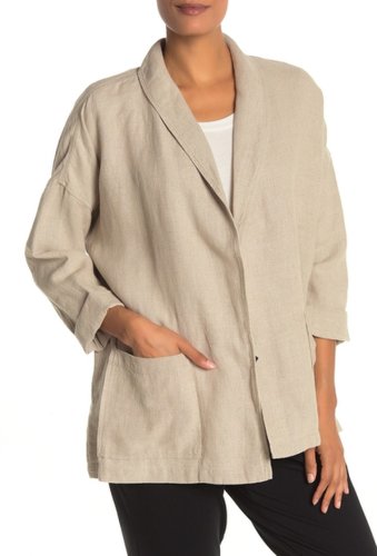 Imbracaminte femei eileen fisher shawl collar linen jacket undyed natural