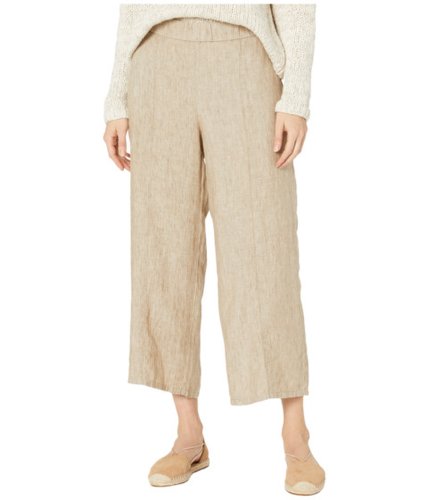 Imbracaminte femei eileen fisher washed organic linen delave pull-on wide cropped pants khaki