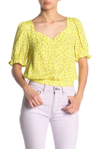 Imbracaminte femei Elodie ruched v-neck elbow sleeve blouse ylw floral