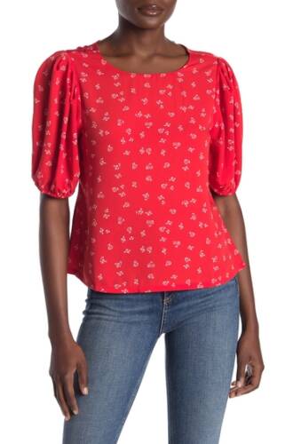 Imbracaminte femei elodie short sleeve crew neck woven top red floral