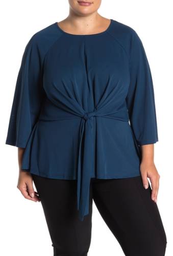 Imbracaminte femei eloquii tie front flared sleeve blouse plus size blue wing teal