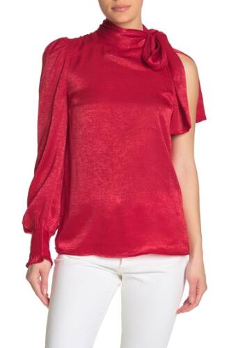 Imbracaminte femei endless rose asymmetric one sleeve blouse red