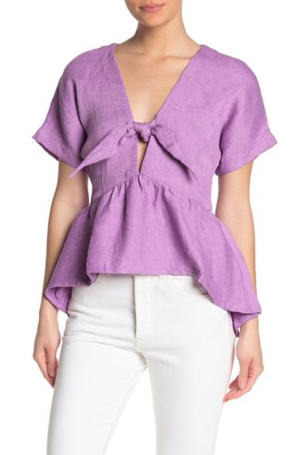 Imbracaminte femei endless rose knot front short sleeve top purple