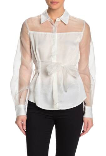 Imbracaminte femei endless rose sheer yoke long sleeve blouse white