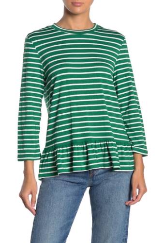 Imbracaminte femei english factory long sleeve stripe print ruffle hem top green