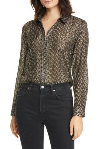 Imbracaminte femei equipment leema metallic silk blouse black gold