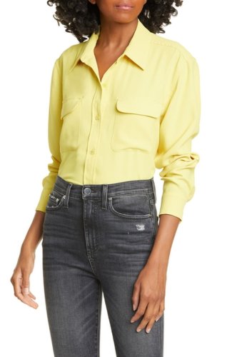 Imbracaminte femei equipment signature flap pocket satin shirt celery