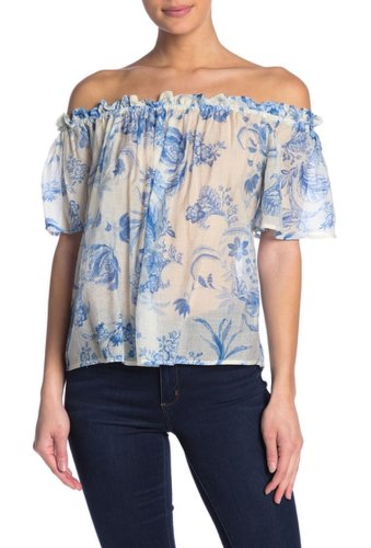 Imbracaminte femei flying tomato off-the-shoulder print top blue