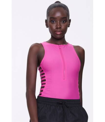 Imbracaminte femei forever21 active caged sleeveless bodysuit neon pink