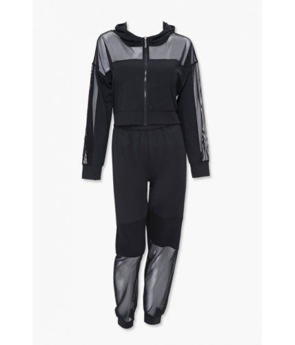 Imbracaminte femei forever21 active zip-up hoodie joggers set black