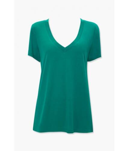 Imbracaminte femei forever21 basic cotton-blend tee emerald