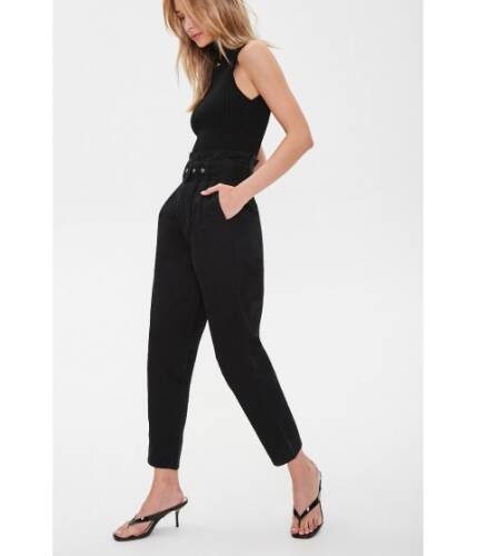 Imbracaminte femei forever21 belted paperbag ankle jeans black