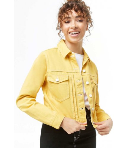 Imbracaminte femei forever21 button-front denim jacket yellow