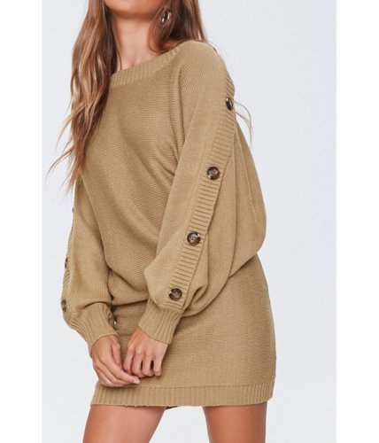 Imbracaminte femei forever21 button-trim sweater dress olive