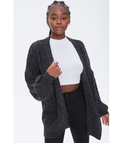Imbracaminte femei forever21 cable knit open-front cardigan charcoal