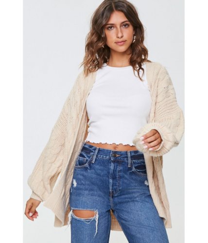 Imbracaminte femei forever21 cable knit open-front cardigan sand 