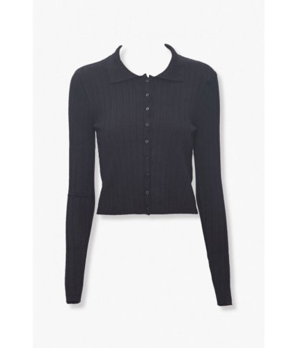Imbracaminte femei forever21 collared button-down cardigan black