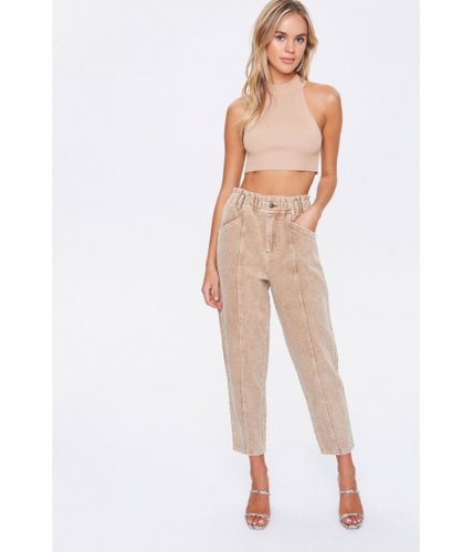 Imbracaminte femei forever21 corduroy paperbag pants taupe