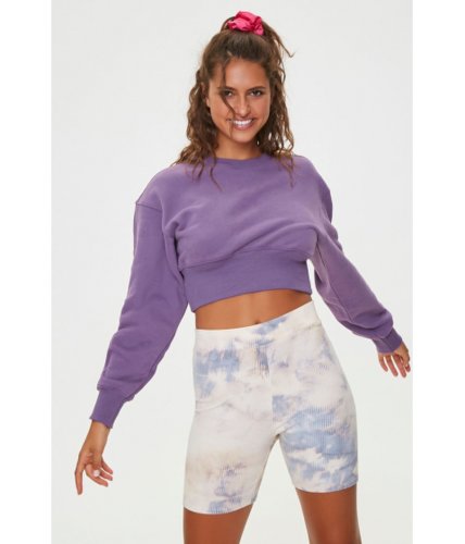Imbracaminte femei forever21 cropped crew sweatshirt purple