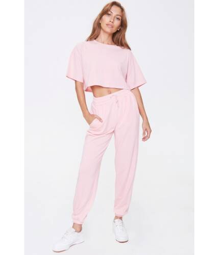 Imbracaminte femei forever21 cropped tee joggers set pink