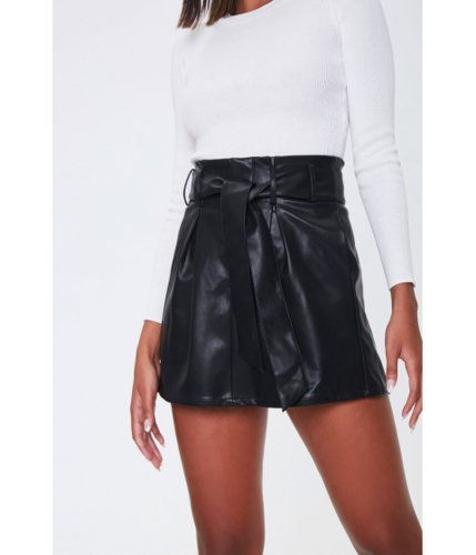 Imbracaminte femei forever21 faux leather paperbag mini skirt black