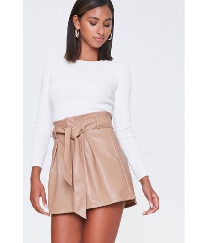 Imbracaminte femei forever21 faux leather paperbag mini skirt nude