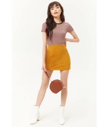 Imbracaminte femei forever21 faux suede zip-front mini skirt mustard