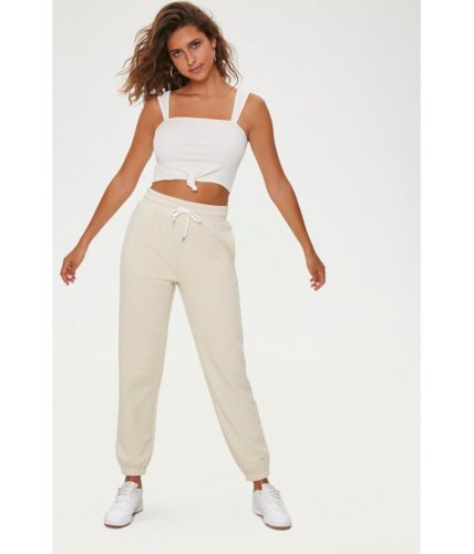 Imbracaminte femei forever21 french terry drawstring pants beige
