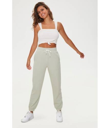 Imbracaminte femei forever21 french terry drawstring pants sage