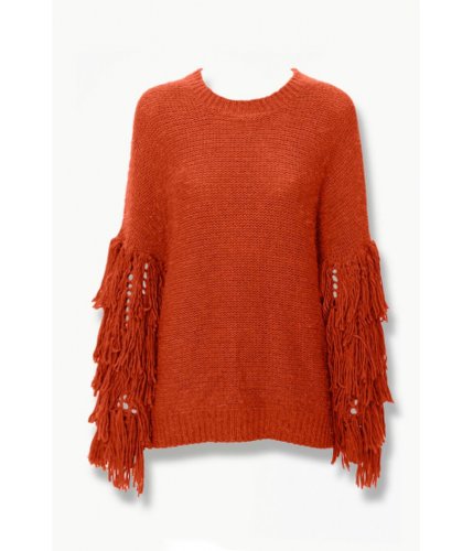 Imbracaminte femei forever21 fringe-trim knit sweater rust