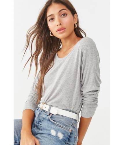 Imbracaminte femei forever21 heathered ribbed top heather grey
