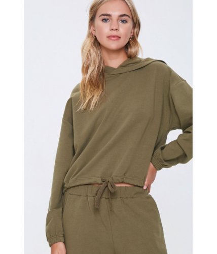 Imbracaminte femei forever21 hooded french terry top olive