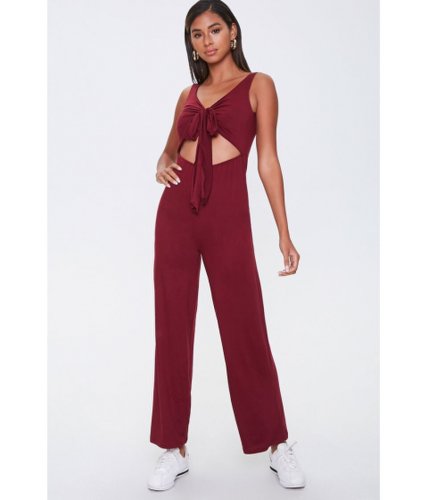 Imbracaminte femei forever21 knotted cutout jumpsuit burgundy