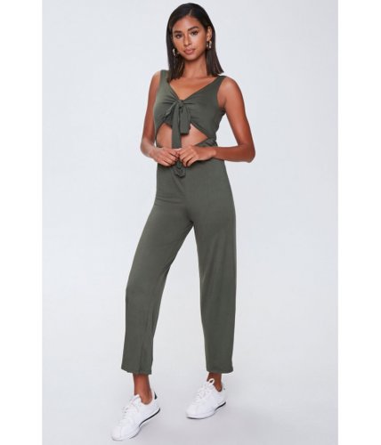 Imbracaminte femei forever21 knotted cutout jumpsuit olive