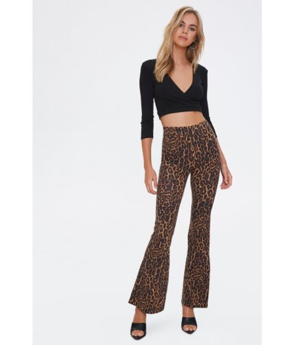 Imbracaminte femei forever21 leopard flare pants tanblack