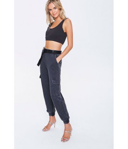 Imbracaminte femei forever21 marled ankle cargo joggers charcoal