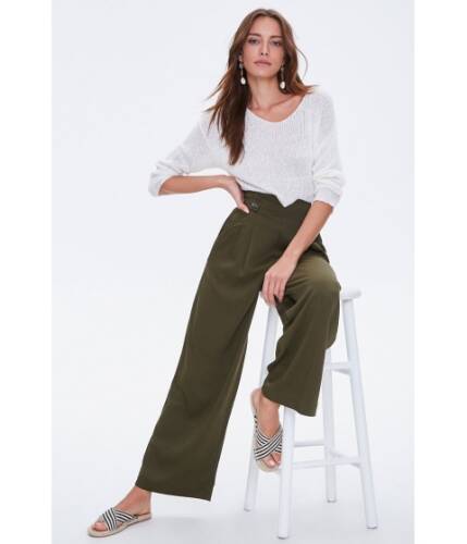 Imbracaminte femei forever21 notched high-rise wide-leg pants olive