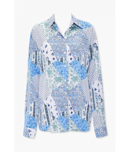 Imbracaminte femei forever21 patchwork floral shirt bluemulti