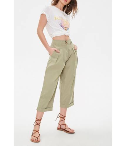 Imbracaminte femei forever21 pleated high-rise capris olive