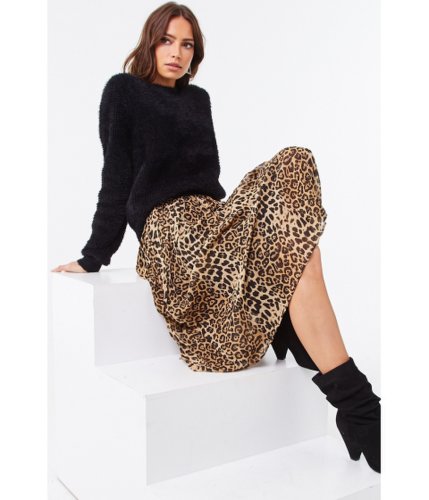 Imbracaminte femei forever21 pleated leopard print skirt taupeblack