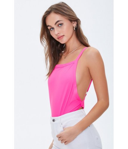 Imbracaminte femei forever21 plunging-back cheeky bodysuit hot pink