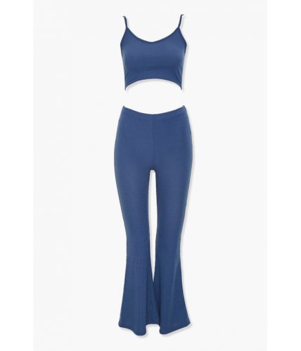 Imbracaminte femei forever21 ribbed cropped cami pants set blue