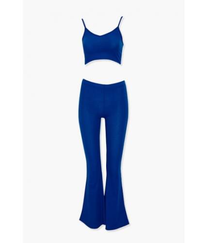 Imbracaminte femei forever21 ribbed cropped cami pants set royal