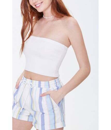 Imbracaminte femei forever21 ribbed cropped tube top cream