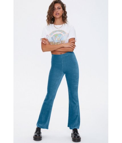 Imbracaminte femei forever21 ribbed flare pants teal