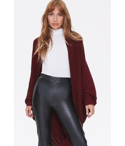 Imbracaminte femei forever21 ribbed open-front cardigan burgundy
