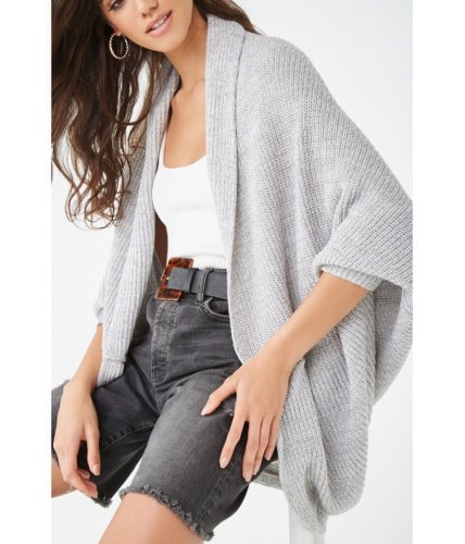Imbracaminte femei forever21 ribbed open-front cardigan heather grey